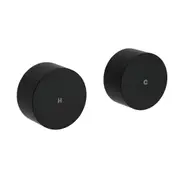 Matt Black 1/4 Turn Circle Twin Shower Taps Hot Cold Wall Set Bath Basin Vanity Mixer Round