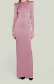 $2600 Alex Perry Women's Pink Satin Crepe Diamond-Back Gown Dress Size 12