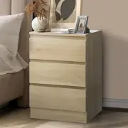 Bedside Table with 3 Drawers Wooden Bed Side Table