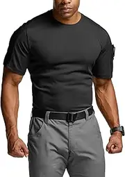 [CQR] Men's Short Sleeve Military Tactical T-Shirt, Athletic Gym Training Army Shirts, Outdoor Hiking Workout Shirt