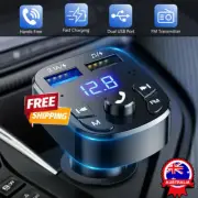 Bluetooth 5.0 Car Wireless FM Transmitter Adapter Hands-Free 2USB PD Charger AE