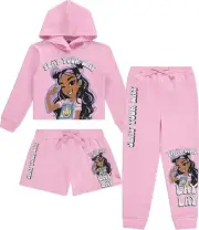 Nickelodeon Girls That Girl Lay Lay Hoodie, Shorts & Jogger Clothing Set -...
