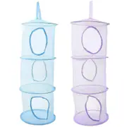 2pcs Stuffed Animal Nets Hammocks Multi-layer Hanging Foldable Drying Net Mesh Sock Drying Net