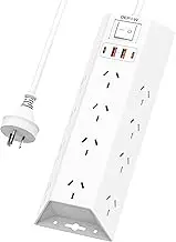 12 Wide Outlets Power Board, Powerboard with 4 USB (2 USB C), 900J Surge Protector, Power Strip with 2 M Extension Cord, Wall-Mountable Plug Extension Socket for Home & Office