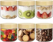 UHAPEER 6 Pack 10oz Glass Containers With Bamboo Lids: Stackable & Leak-Proof Glass Overnight Oats Jars for Hot/Cold Foods, Travel Meals Prep & Plan, Pantry Storage (Dishwasher & Microwave Safe)