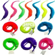 24 Pieces Fuzzy Worm Toys, String Worm Pets Fuzzy Worms on String Bulk Trick Toy