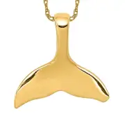 14K Solid Yellow Gold Whale Tail Fish Mermaid Floating Chain Slide Necklace