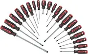 SUNEX TOOLS 1120SS Combination Screwdriver Set, 20Piece, Cabinet, Slotted, Philips, Torx, Flaking & Abrasion Resistant, Enhanced Durability, Comfortable Handle, Quick Reference, Bolster, Storage Tray