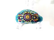 HOME DECORATION AQUA AGATE GEODE - MANDALA DOT HAND PAINTED