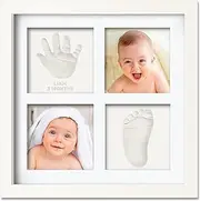 Baby Hand and Footprint Kit - Keepsake Frame, Imprint Kit, Nursery Photo Frame, Newborn Shower Gifts for Boys, Girls (Alpine White)