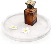 Radicaln Marble Round Tray 10" Inches White Handmade Serving Dishes for Kitchen Countertop - Charcuterie Board with Lid, Turkey Platter & Coffee Table Tray