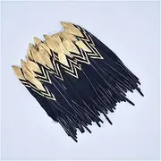 YUMAO 20Pcs/Lot Gold Dipped Duck Feather Goose Feathers for Crafts Natural Pheasant Feather for Jewelry Making Handicraft Accessories 0216 (Color : Black)