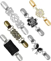 [Fxiqini] 6Pcs Vintage Sweater Collar Clips Retro Cardigan Shawl Scarf Clips Dress Shirt Brooch for Women