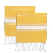Childrens Towel 100% Turkish Cotton Beach Bath Pool Hammam Peshtemal Yellow x2
