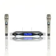 2CH UHF Handheld Wireless Microphones System 2 Channel Frequency Karaoke Mics