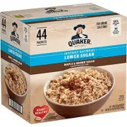 Quaker Instant Oatmeal Lower Sugar Maple & Brown Sugar 1.19 Oz Pack of 44