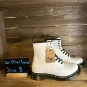 New NIB Womens Dr. Martens 1460 White Smooth Leather Combat Boots Size 8 M