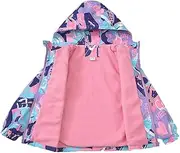 [FBHLZ] Kids Waterproof Raincoat Plus velvet Children Hooded Jacket Lightweight Portable Breathable camouflage Rainwear Pink Blue