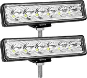 SKYWORLD 2 Pcs 6 inch 18W Single Row LED Work Light Bar Super Slim Spot Beam Driving Fog Light Off Road Lights Boat Lights LED Work Lamp for SUV ATV 4x4 4WD Car Truck Excavator 12V 24V