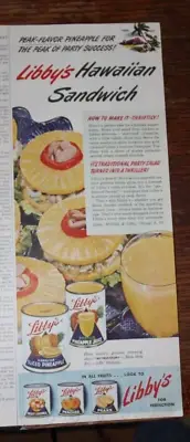 Libbys Pineapple Hawaiian Sandwich 1950 Vintage Ad Print Americana Fun wall art
