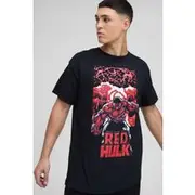 Mens Black Oversized Captain America Red Hulk License T-Shirt