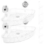 2 Pcs No Drill Wall Caddy Clear Suction Cup Shower Caddy Light Luxury ☔