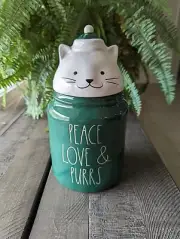 Rae Dunn Peace Love and Purrs Cat Treat Jar