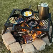 Folded Campfire Grill BBQ Grill Camp Fire Cooking Rack Portable Camping Pot