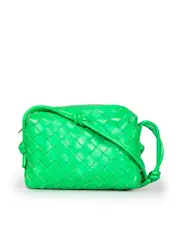 Green Leather Intrecciato Loop Bag