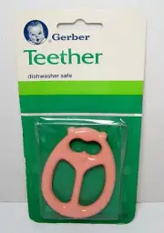 Vintage New GERBER TEETHER Teething Ring 1983 Pink Owl Item #76168-NOS USA