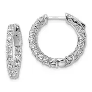Sterling Silver Shimmer Rhodium-Plated 26 Stone 2.5mm Cz In And Out Round Hinged Hoop Earrings