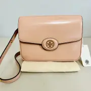TORY BURCH BLUSH LEATHER ROBINSON SPAZZOLATO CONVERTIBLE SHOULDER BAG