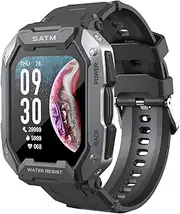 Military Smart Watches for Men with hr Blood Oxygen Bluetooth Calls Message Reminder Activity Tracker with Step Counter Body Energy Monitoring 5ATM Waterproof for Android Phones ios, Black(standard)
