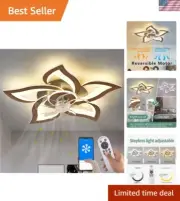 Modern Ceiling Fan with Lights, Flush Mount Ceiling Fan with Remote, Low Prof...