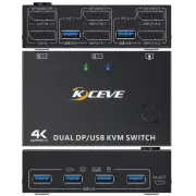 4K DP HDMI KVM Switch 2 Ports USB Dual Monitor 2 In 2 Out 2 Computer Control
