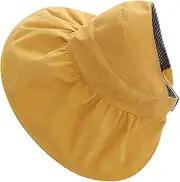 [Ｗoowayo] Sun Protective Hat for Kids Cotton Wide Brim Sun Visor Lightweight Empty Cap Fashion Yellow
