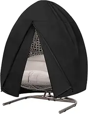 Easy-Going Patio Hanging Egg Chair Cover, UV Resistant Waterproof Outdoor Double Seat Swing Chair Cover with Zipper, Black