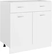 Drawer Bottom Cabinet White 80x46x81.5 cm Engineered Wood,Kitchen Drawer Cabinet with Ample Storage for Kitchen Organisation White Engineered Wood Storage Cabinets