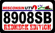 CUSTOM Wisconsin UTV Printed Plate Aluminum plate REDNECK EDITION