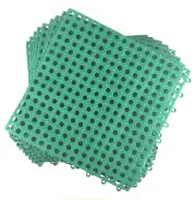 Set of 9 Interlocking Green Rubber Floor Tiles- 11.75 inches Each Side - Wet ...