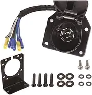 Muzhen Store 7 Pin 7 Way RV-Style Trailer Connector Socket Extra Wiring Plug Mounting Bracket Dust Water Proof Cover Vehicle Extended Cable
