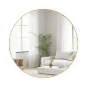 Umbra Hubba Round Wall Mirror with Metallic Frame, Modern Style for Bathroom,