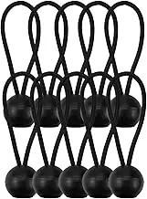 Ball Bungee Cords, Elastic Weatherproof Black Bungee Straps with Balls, 10 Heavy-Duty UV-Resistant Cord Bungee Straps for Camping, Shelter, Cargo, Tent Poles