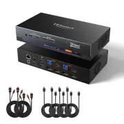4K@144Hz Displayport + HDMI KVM Switch 3 Monitors 2 Computers USB 3.0, HDMI 2.1