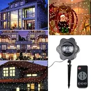 ARILUX?&reg; 4W LED Warm White / White Snowfall Projector Light Remote Rotating Snowflake Christmas Decor 7757 US PLUG