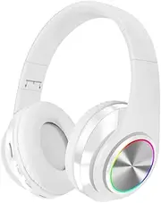 BT 5.0 Wirel Headphones Foldable Adjustable Handsfree Headset 400mAh with MIC Wirel Or Wired USB-C Deep Bass Headset Compat with Andriod iOS and BT Devices for All Phones White