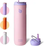 BOTTLE BOTTLE Insulated Water Bottle 24oz with Straw Lid and Handle for Sports Travel Gym Stainless Steel Water Bottles Double-Wall Vacuum Metal Leak Proof BPA-Free (Peach)