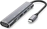 USB C to HDMI Adapter for iPad Pro 11/12.9 2021/2020/2018,iPad Air 4,USB C Hub Adapter with 3.5mm Headphone Audio Jack,4K HDMI,USB3.0,USB C Power Delivery Charging,Compatible with MacBook,Samsung