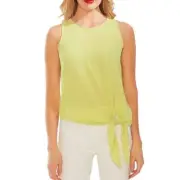 VINCE CAMUTO Women's Pale Green Crepe Tie Front Tank Blouse Shirt Top XXS TEDO