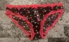 VICTORIA'S SECRET POUT M PINK RED HEART MESH LACE VINTAGE RARE BIKINI PANTIES